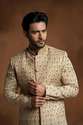 Home ivory jacquard kurta set